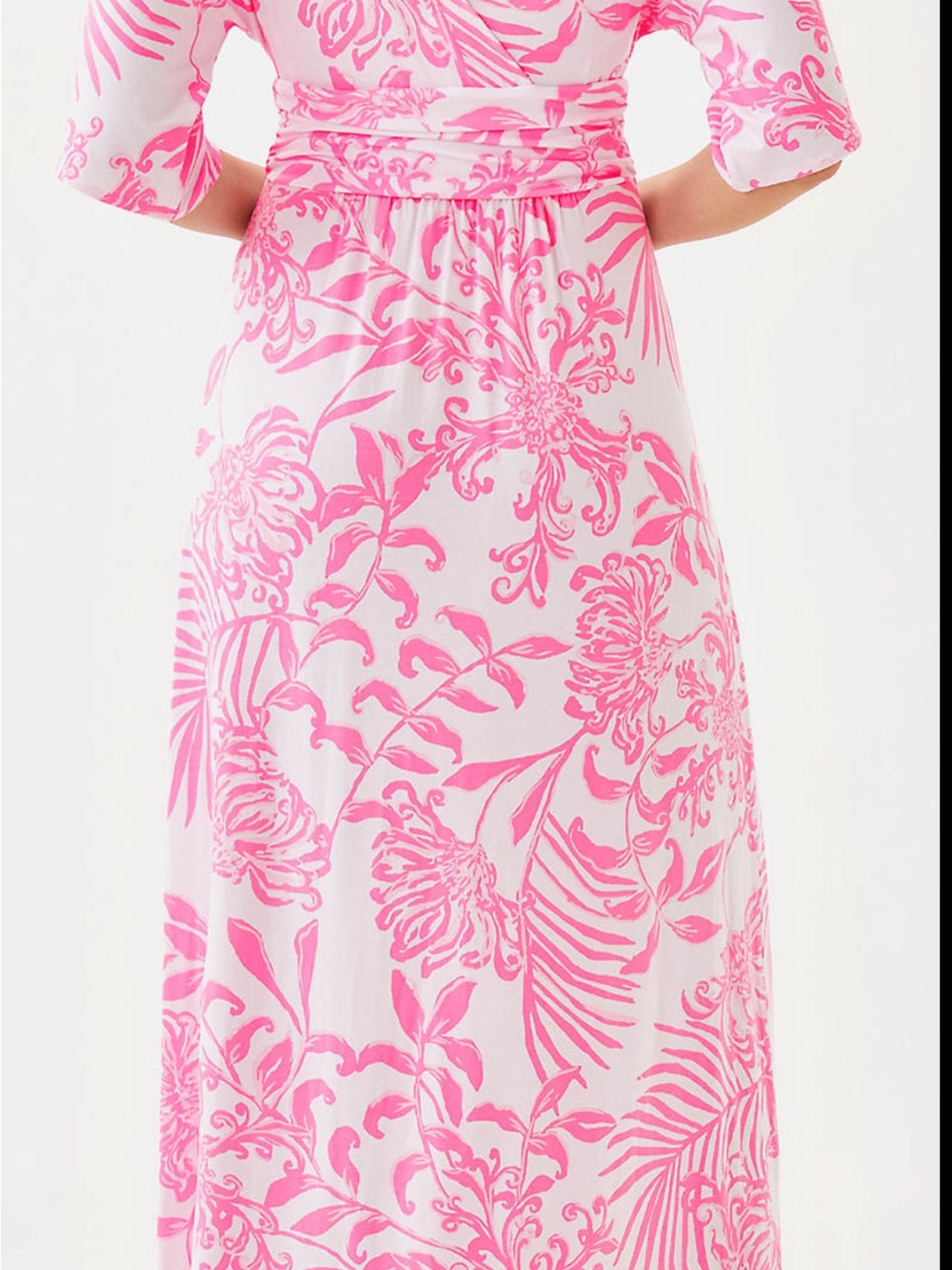 Lilly Pulitzer Pink and White Floral Wrap Maxi Dress - Picture 2 of 3